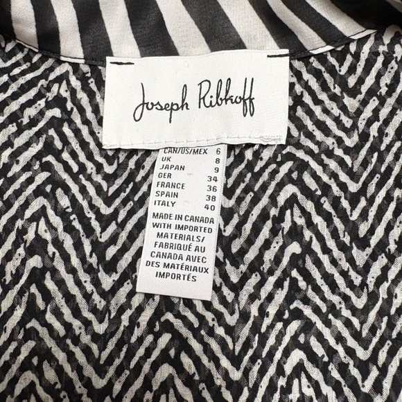JOSEPH RIBKOFF Mesh Cardigan / Coverup / Long Line Jacket Black & White Sz 6 - Picture 6 of 11